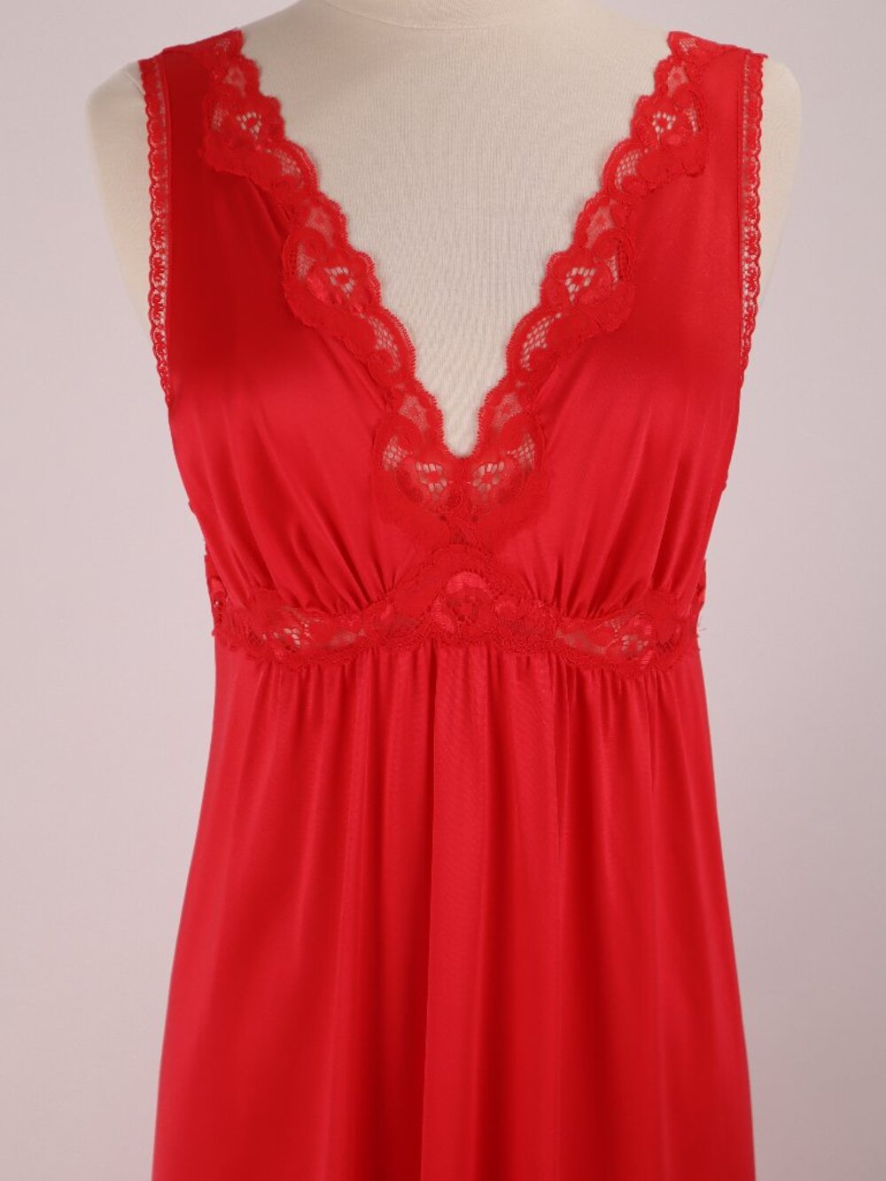 ❄️ Vintage Shadowline NWOT Long Red Lace Nightgown Negligee Lingerie Peignoir M